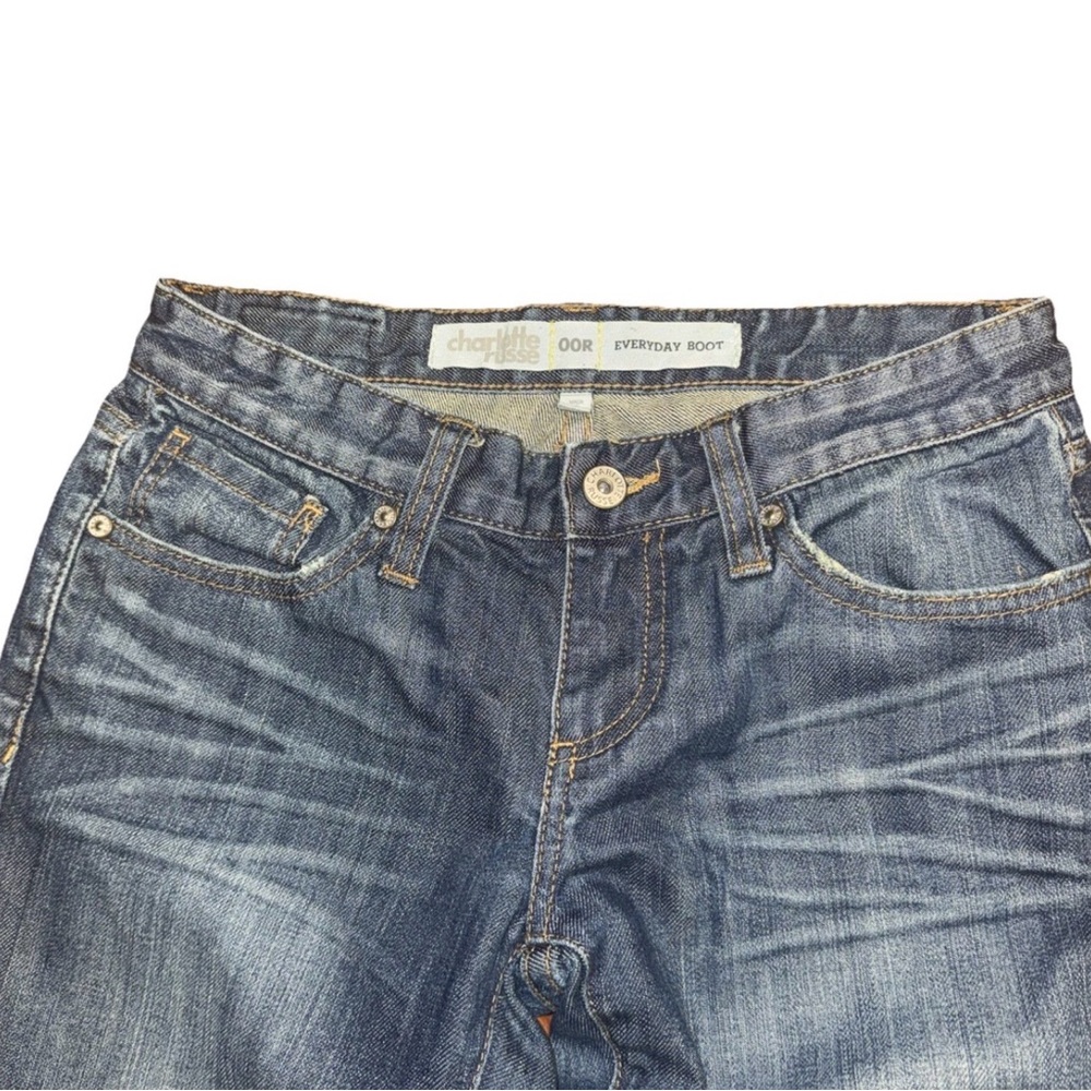Charlotte Russe Women's 00R Everyday Boot Whiskering Denim Preppy Blue Jeans